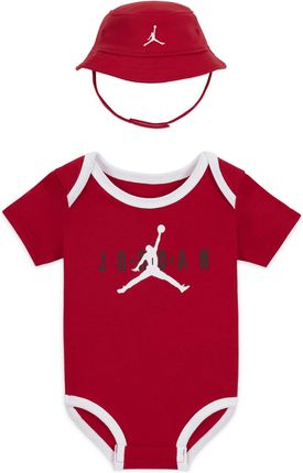 Zestaw body dla niemowląt (0–6 M) Jordan Jumpman Bucket Hat and Bodysuit Set - Czerwony