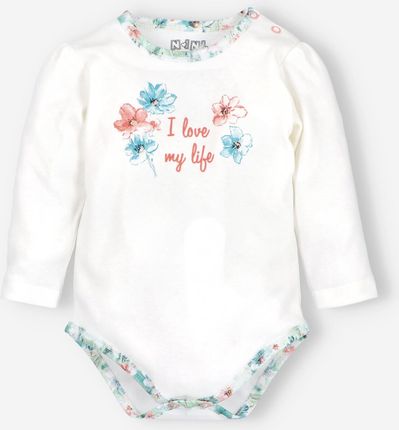 Body niemowlęce FLOWERS z bawełny organicznej dla dziewczynki