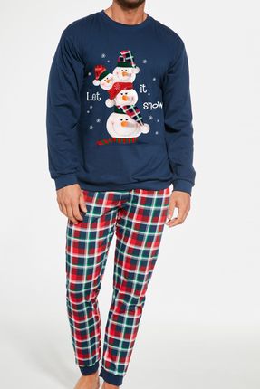 Bawełniana piżama męska Cornette 115/236 Snowman granatowa (XL)