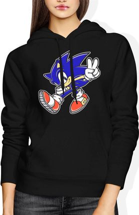 Sonic Damska bluza z kapturem (XXL, Czarny)