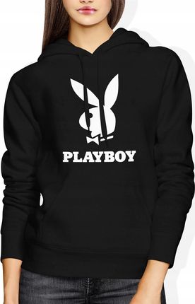 Playboy Damska bluza z kapturem (XXL, Czarny)