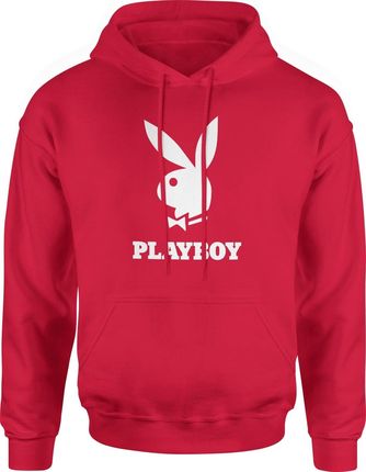 Playboy Męska bluza z kapturem (L, Czerwony)