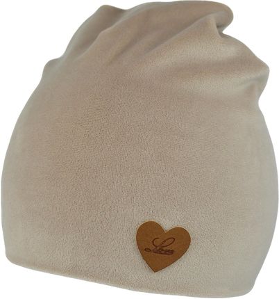 Welurowa czapka dla dzieci podwójna Noviti CP012-G Jasny Beż