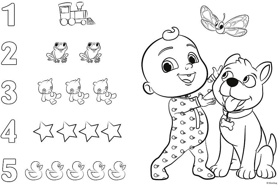Trefl Primo – Cocomelon, Gli Amici – 4in1: Puzzle 2x10 Grandi Tessere, Due Disegni da Colorare sul Retro, Puzzle Colorati con Eroi, per Bambini dai 2 anni
