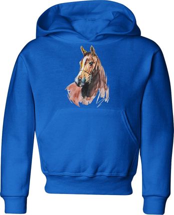 Koń Dziecięca bluza z koniem (152, Niebieski)