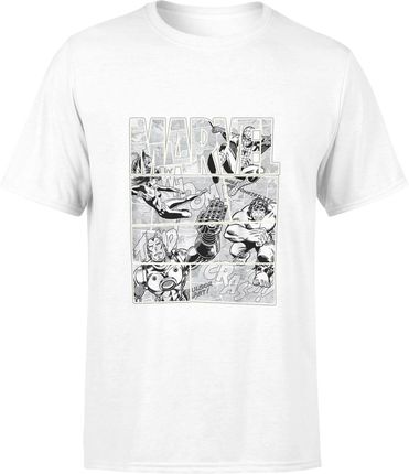 Marvel komiks Męska koszulka vintage retro prezent dla chłopaka (S, Biały)