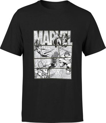 Marvel komiks Męska koszulka vintage retro prezent dla chłopaka (L, Czarny)