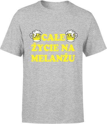 Całe życie na melanżu śmieszna Męska koszulka z piwem śmieszny prezent dla chłopaka piwosza (XXL, Szary)