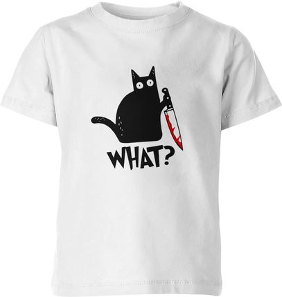 Kot Dziecięca koszulka z kotem śmieszna (128, Biały)