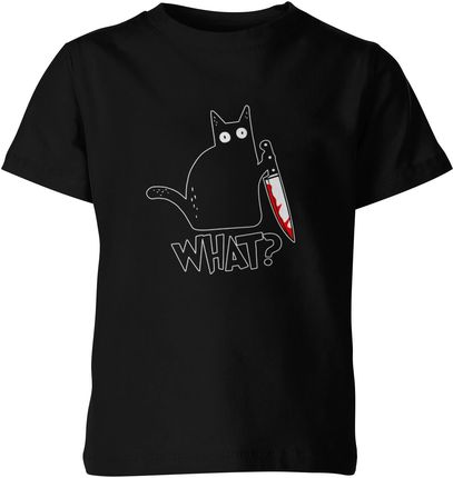 Kot Dziecięca koszulka z kotem śmieszna (164, Czarny)