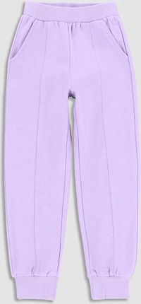 Spodnie dresowe fioletowe z przeszyciami i kieszeniami