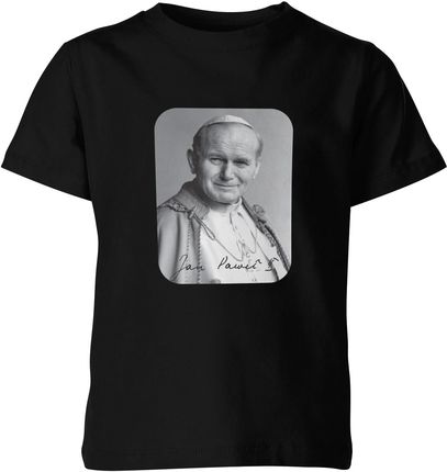 Jan Pawel II 2 Papież Religijna Chrześcijańska Dziecięca koszulka (128, Czarny)