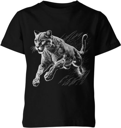 Dziki Kot z Kotem Pumą Dziecięca koszulka (128, Czarny)