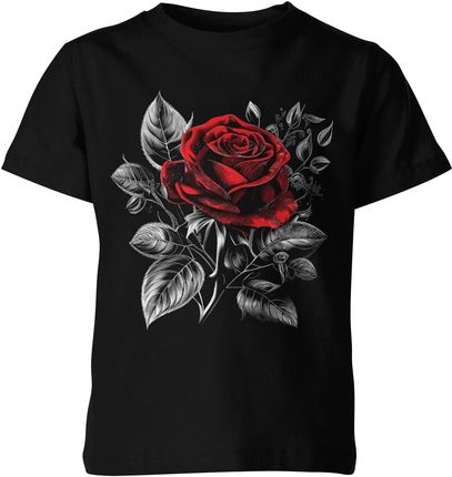 Róża W Kwiaty Dziecięca koszulka (128, Czarny)