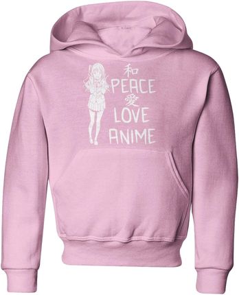 Peace love anime Dziecięca bluza (140, Różowy)