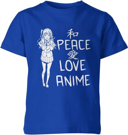 Peace love anime Dziecięca koszulka (128, Niebieski)
