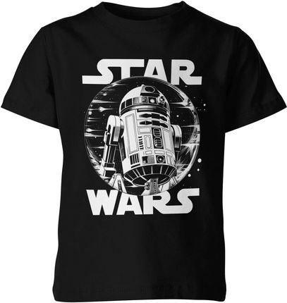Star Wars R2D2 Gwiezdne Wojny Retro Dziecięca koszulka (140, Czarny)