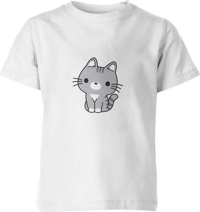 Kotek Dziecięca koszulka z kotem (128, Biały)