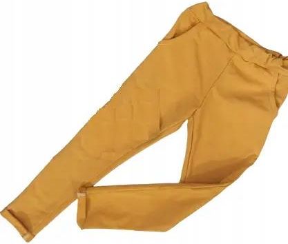 Spodnie musztardowe z kieszonkami rozmiar 146