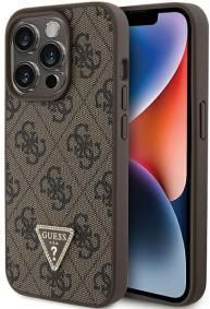 Guess Leather 4G Triangle Strass Guhcp15Lp4Tdpw Do Iphone 15 Pro Brązowy