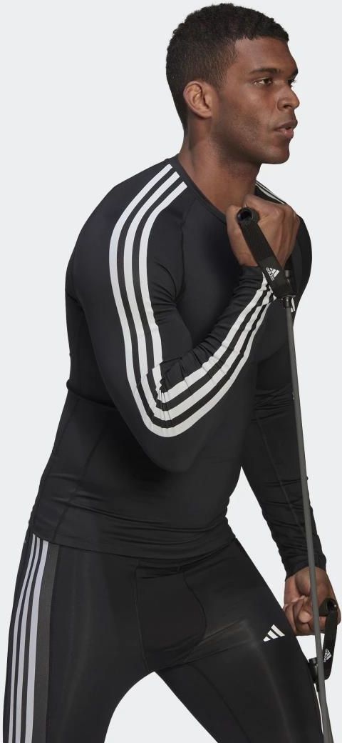 adidas Techfit 3-Stripes Training Long Sleeve Tee 'Black' - HD3532