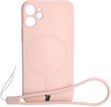 Bizon Etui Case Silicone Magsafe Sq Do Apple Iphone 12 Mini Jasnoróżowe