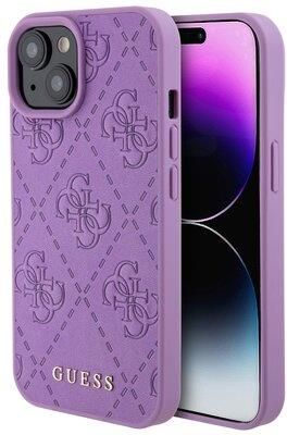 Guess Etui Leather 4G Stamped Do Apple Iphone 15 Fioletowy