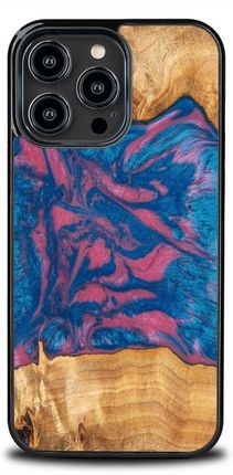 Bewood Etui Z Drewna I Żywicy Na Iphone 14 Pro Max Unique Vegas Różowo Niebieskie