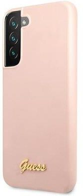 Guess nakładka do Samsung Galaxy S22 Plus GUHCS22MLSLMGPP różowa hard case Silicone Metal Logo Script