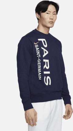 Męska Piłkarska Bluza Dresowa Z Dzianiny Z Półokrągłym Dekoltem Nike Paris Saint-Germain Club Niebieski