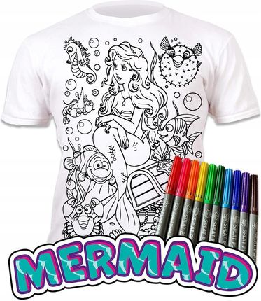 KOSZULKA 9-11 lat DO MALOWANIA SYRENKA +10 markerów Mermaid age 9-11