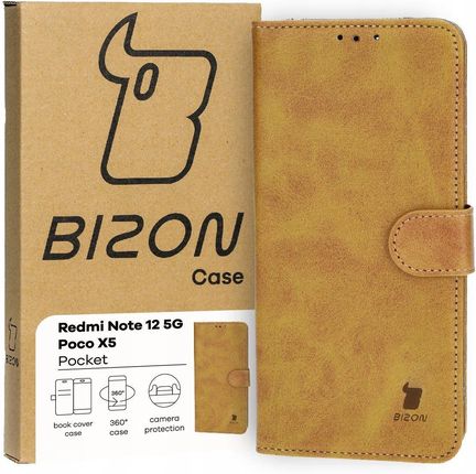 Bizon Etui Case Pocket Do Xiaomi Redmi Note 12 5G Poco X5 Brązowe