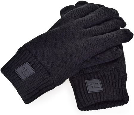 Zimowe rękawiczki dzianinowe z ciepłą, miękką podszewką i aplikacją logo FC czarne