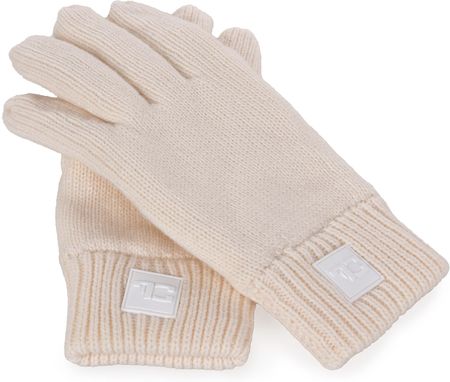 Zimowe rękawiczki dzianinowe z ciepłą, miękką podszewką i aplikacją logo FC kremowe