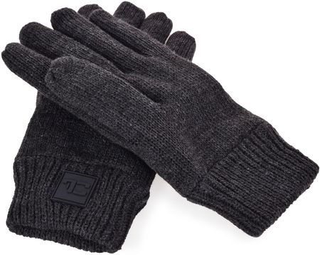 Zimowe rękawiczki dzianinowe z ciepłą, miękką podszewką i aplikacją logo FC antracytowe