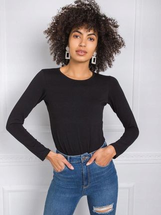Bluzka czarna damska okrągły dekolt bawełniana XL