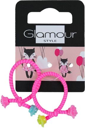 Glamour Kids Gumki Do Włosów Różowy Neon 2 szt.