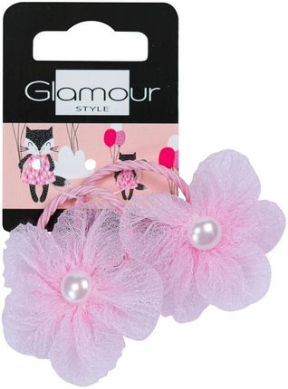 Glamour Kids Gumki Do Włosów Różowe Kwiatki 2 szt.
