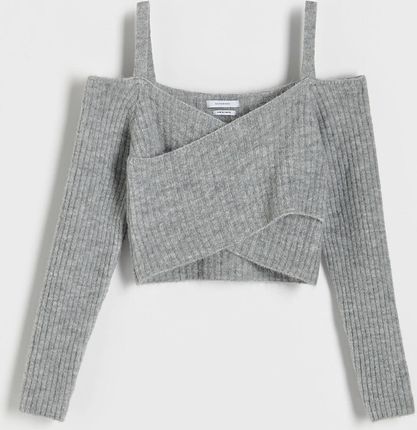 Reserved - Sweter z odkrytymi ramionami - Szary