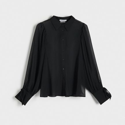 Reserved - Koszula z transparentnej tkaniny - Czarny