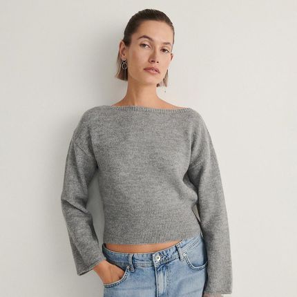 Reserved - Sweter z szerokim ściągaczem - Szary