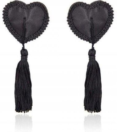 Bielizna-Heart Nipples Tassels Black