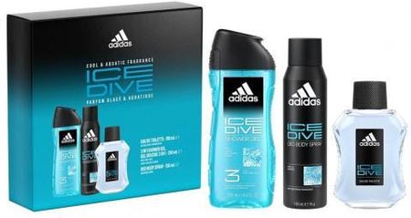 Adidas Ice Dive Zestaw Woda Toaletowa 100 ml + Dezodorant 150 ml + Żel P/P 250 ml