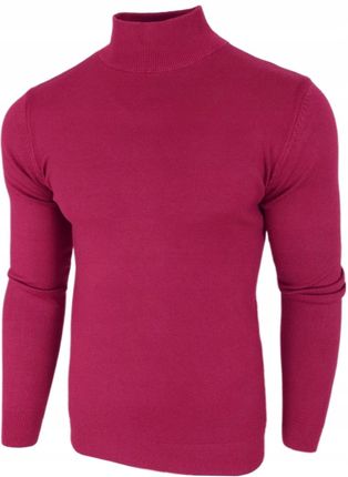 Półgolf męski Golf sweter Klasyczny Bordowy wiskoza Miły w dotyku r. XL
