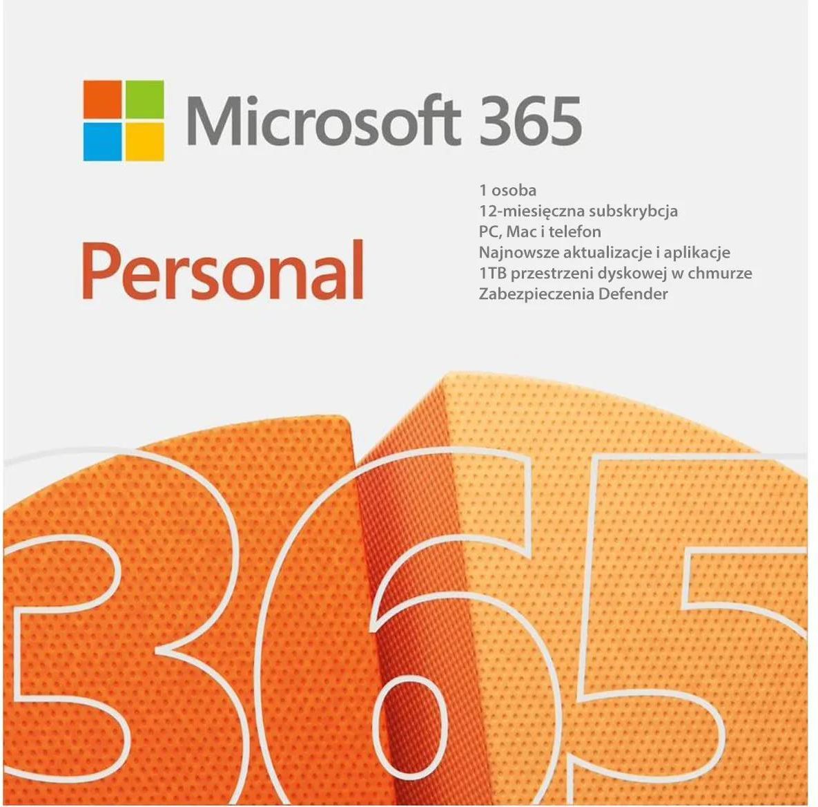 Microsoft Office Microsoft Office 365 Personal 5 PC lub MAC 1 rok ESD