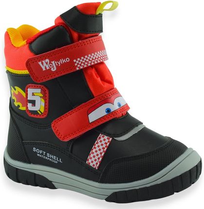 Ocieplane buty zimowe dla chłopca śniegowce Wojtyłko 24098 Softshell Czerwone