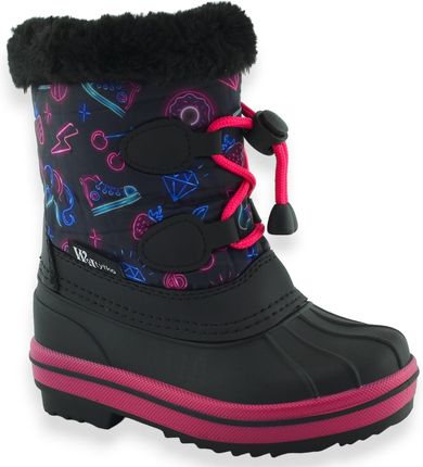Dziewczęce buty zimowe śniegowce Wojtyłko 24104 Czarne