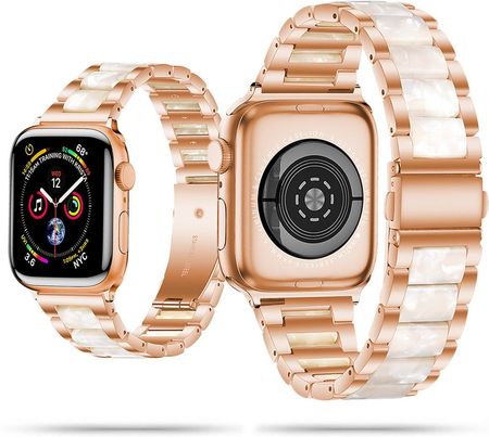 Gk Protection Perłowa Hybrydowa Bransoleta Z Żywicy I Stali Nierdzewnej Apple Watch 38 40 41 Mm Różowe Złoto