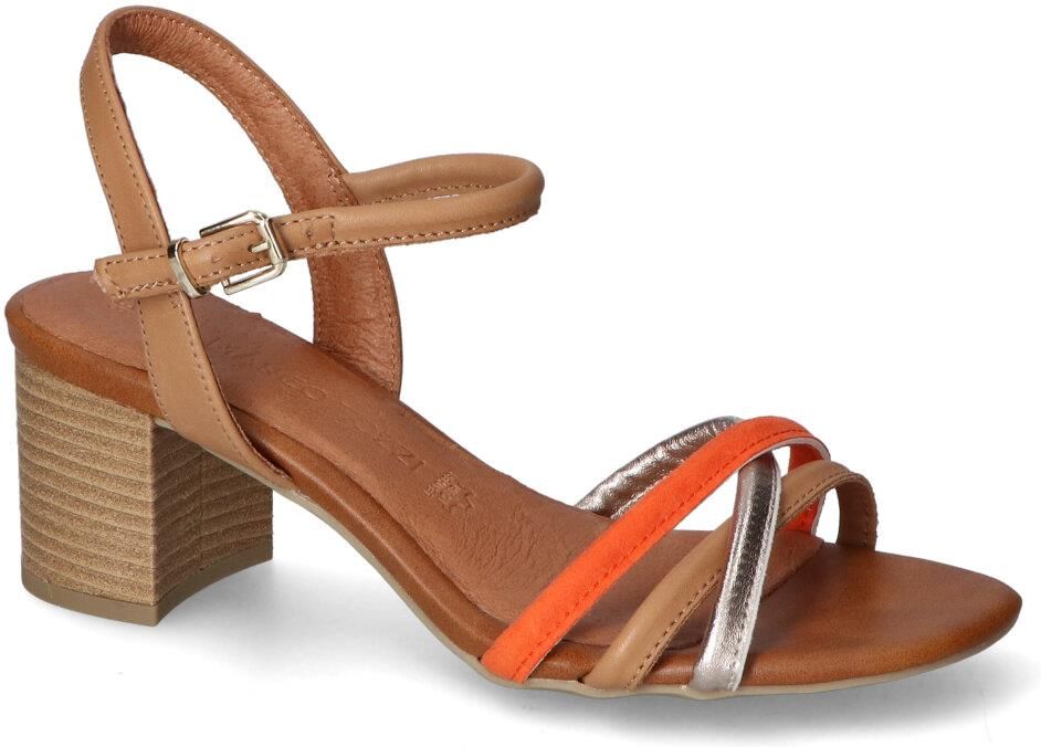 Marco Tozzi Dames 2 2 28357 20 leren sandaal met hak, cognac comb, 37 EU, Cognac Kam, 37 EU