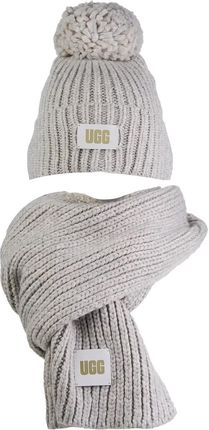 Czapka Damska UGG Chunky Rib Knit Beanie Pom Set 21883-LGRY Rozmiar: One size
